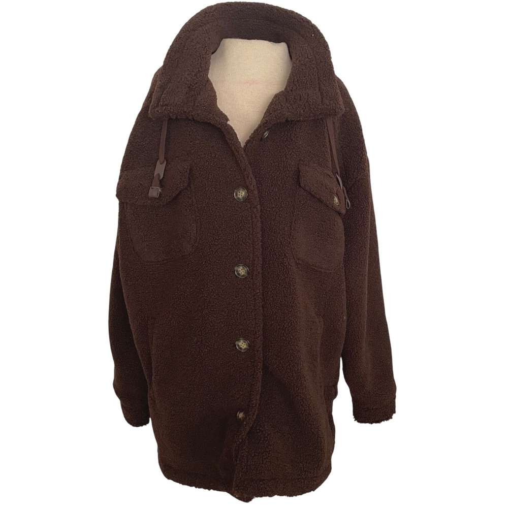 Koolaburra by UGG Sherpa Shacket Jacket Womens XL Dark Brown Teddy Fleece Coat